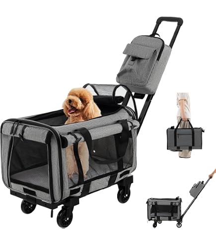Carrello Da Viaggio Per Animali Domestici | Trasportino Da Trasporto Con Ruote Cat | Trasportino Per Gatti Con Ruote Carrello Per Animali Domestici | Carrello Per Cani Pieghevole Leggero Con 4 Ruote