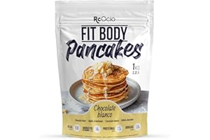 RCOCIO Mezcla para Tortitas/Pancakes proteica FitBody saciante Alto en Proteínas Bajo en Calorías | Tortita proteina Sin Azúcares Añadidos, Ingredientes Naturales (1KG, Chocolate Blanco)