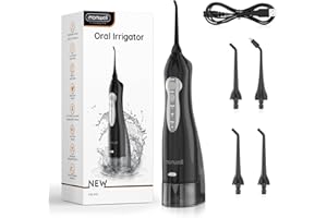 MORNWELL Water Flosser Cordless Advanced Water Flosser Teeth Cleaner Capacity, USB Rechargeable Dental Flosser, IPX7 Waterproof 3 Modes & 3 Jet Tips and 1 Tongue Scraper for Teeth/Braces/Bridges Clean