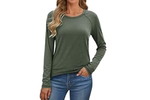 Crewhpo Camiseta Termica Mujer Manga Larga Ropa Interior Elástica y Transpirable Camisetas Térmica Cuello Redondo Tops para Running Fitness Esquí