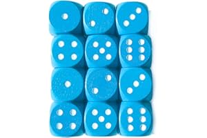 Spieltz Bunte Würfel aus Holz für Brettspiele, 16 mm, produziert in Deutschland (12 Würfel, hellblau mit weißen Augen)