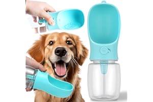 Retoo Butelka dla psów dla zwierząt domowych, dozownik wody, akcesoria podróżne na wędrówki i kemping, obrotowa funkcja oszczędzania wody, zabezpieczona przed wyciekiem, przenośna, stal nierdzewna,