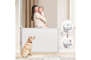 HollyHOME Barrera Seguridad Niños Escalera,Autolock 0-180 cm Extensibles Valla Seguridad Infantil,Puerta Seguridad Bebe para Escaleras, Pasillos, Cocina, Blanco