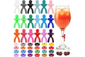 cersaty® 44 marcadores de cristal, reutilizables de silicona para copas de vino, copas de champán, copas de cóctel, martini, copas de vino tinto (color mezclado), Silicona