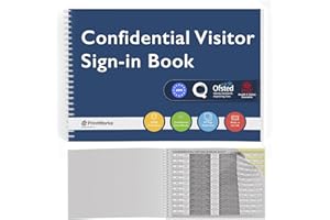 PRINTWORKS Confidential Visitor Sign in Book - GDPR Compliant A4 Visitors Book for Office, Workplace, School or Reception - 50 Page Carbonless Duplicate Log Book for Signing in and Out - UK Made