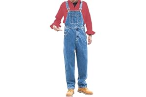 GENERISCH Herren Denim Latzhose Overalls Jeans Loose Fit Cargo Jeans Retro Jumpsuit Arbeitshose Arbeitshose Latzhose Jumpsuit Cargo Workwear Strampler Vintage Freizeithose