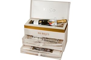 SPARKLEWARE Bollinger Special Cuvee Champagne 75cl KeiCo Luxe Gift Box Hamper with 2 Silver Flutes and Solid Chocolate Corkscrew, Champagne Lovers Gift (Silver)