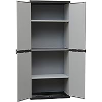 Adventa Resinschrank mit Ablagen 2 Türen, innen/außen, Grau Schwarz, 68x39,5x168