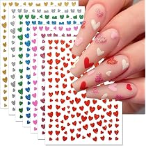 3D Herz Nagelsticker Valentinstag – 7 Blätter Mit Glitzer, Sternen & Herzen, Selbstklebend Für DIY Nageldesign