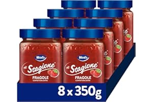Hero Confettura Fragole di Stagione, 8 vasetti da 350 gr, marmellata e confettura extra con frutta raccolta nell'ultima stagione, frutta di alta qualità, metodo tradizionale