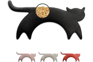 LESCHI Cuscino cervicale termico per microonde - In cotone bio con grano biologico - Cuscino riscaldante ideale per sciogliere tensioni a collo, spalle e schiena - Gatto, nero