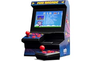 Monsterzeug Retro Mini Spielautomat mit Dual-Controller, Arcade Automat, Mini Spielekonsole, 80er Jahre Spieleautomat