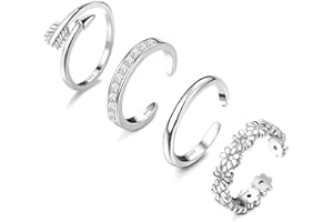 Diamday 925 Sterling Silber Zehenringe für Frauen 18K plattiert Einstellbare kubischer Zirkon Offener Zehenring Set Daisy Blume Pfeil Pinky Band Ringe Strand Fuß Schmuck