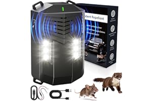 ‎ELEZENIOC Marderschreck Auto Ultraschall Marderabwehr mit Blitzlicht, Mäuse Vertreiben Marderschreck Dachboden, Mäuseabwehr Batteriebetrieben mit 12V Autobatteriekabel&USB Effektiver, Mäuseschreck für Haus, KFZ