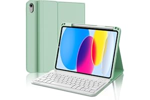 SENGBIRCH Funda iPad 10 generación con teclado - Funda Teclado Nuevo iPad 10.ª Generación 2022, Lápiz y Español (Incluye Letra Ñ) Teclado Bluetooth Inalámbrico Desmontable para iPad 10 2022,verde claro