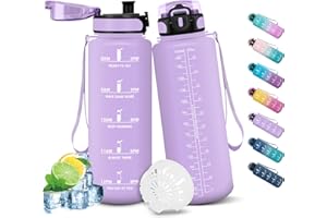 HoneyHolly Gourde Sport, 1500ml Étanche & Réutilisable, Bouteille, Motivation avec Filtre Gourde, Bouteille d'eau, Gourdes pour Gym, Ecole, Cyclisme, Plein air, Sport