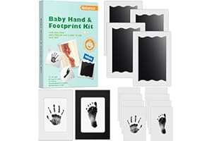 Nabance Baby Footprint Kit & Handprint Kit, 4 Inkless Ink Pads, 2 Photo Frames, 8 Imprint Cards, Safe for Baby Hands and Feet, Family Keepsake Gifts for New Parents, Baby Shower Gifts 0-6 months