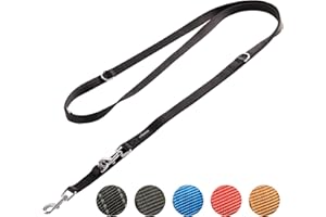 Vitazoo Guinzaglio da Addestramento per Cani Doppio - 3 metri - Lunghina da Cane in Nylon per Cane di Taglia Piccola Media e Grande - Longhina Regolabile fino a 4 Lunghezze - Nero