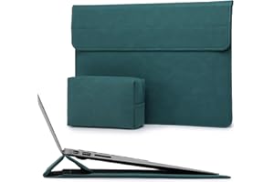HYZUO 13 Pulgadas Funda para Portátiles con Soporte para 2025-2018 MacBook Air 13 M4 M3 M2 M1 2025-2016 MacBook Pro 13 M2 M1 13 iPad Pro/Air, Surface Pro 11-9, XPS 13, con Bolsa Pequeña, Verde Oscuro