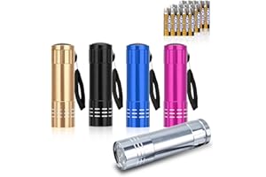 flintronic 5 Pièce Mini Lampe de Poche, Lampe Torche LED en Aluminium pour Enfants et Adultes, Petite Lampe Poche Portable avec 15 Piles AAA, Étanche, avec Lanyard, pour Cyclisme Camping Lecture