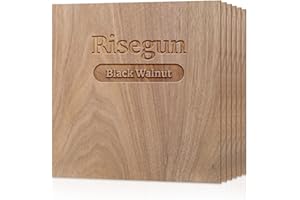 Risegun Contreplaqué de panneaux de bois artisanal, bois artisanal non traité, 6 morceaux de contreplaqué de noyer de 30 cm x 30 cm x 3 mm, adapté à la gravure au laser et à la découpe