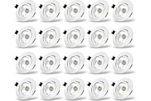 YIAHIN Marco Foco Empotrable, Marcos Focos GU10 Blanco Incl. Zócalo GU10 Para Lámparas De Led O Halógena, Redondo Metálica, Marco Empotrado Ojo de Buey, Para Baño Sala Cocina, etc.,20 Pack