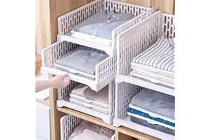 EATAN 2 Pezzi impilabili cassettiere Guardaroba organizzatore Vestiti Armadio scatole di immagazzinaggio scaffali divisori di plastica Bordo cubo Giocattolo Snack contenitori Bianco, Alto Tipo/l