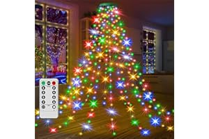 HADAVAKA Albero Di Natale Luci A Cascata, Led Outdoor Xmas Light Con Anello, Luci Di Natale Usb Con Telecomando, Luci A Led Stringa Di Natale Per Interni Ornamenti Di Natale All'aperto (Color,1.5M)
