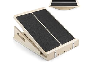 Qingning 2 in 1 Tavola di Equilibrio & Tavola Inclinata Regolabile in Legno, Balance Board Professionale in Legno, Tavola di Bilanciamento Fitness, per Stretching Polpacci, Muscolare e Squat