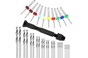 ZCYKJ Set di 36 mini trapani manuali per artigianato, punte elicoidali di precisione con mini morsa per trapano per lavori manuali delicati, assemblaggio elettronico, intaglio fai da te, modellismo