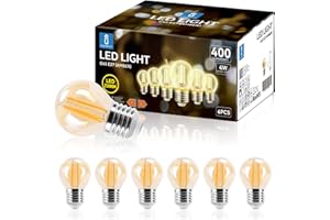 Aigostar Ampoule LED Filament E27,Blanc Chaud 2200K,400LM,4W(équivalent à 35W), Rétro Ampoule Edison LED G45,Lot de 6