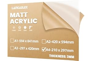 Langaelex Acrylglas Platte Frost Hell 3 mm, DIN A4 (210 x 297 mm) Milchglas Acrylplatte für Laserschneiden,Glasersatz, DIY- und Handwerksprojekt