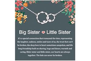 AnalysisyLove Sister Gifts, Sterling Silver Interlocking 2 Circles Necklace Gifts for Sisters, Big Sister Little Sister Gift, Sister Birthday Gifts from Sister