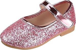 QUNUNOIRE-Prinzessin Schuhe Mädchen Glitzer Schuhe Kinder Pailletten Cosplay Schuhe Partys Hochzeiten Klett Sandalen Elegante Mädchen Schuhe