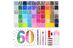 KORVORIA Naglar strass 3 mm, bedazzling kit, 60 färger, platt strass | Nail Art, med 7 verktyg, inklusive penna och pincett, lämplig för hantverk, nagelkonst, kläder och ansiktsmålning