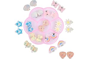 YOLEV 7 Pairs Clip On Earrings for Girls No Pierced Design Earrings for Kids Bling Resin Acrylic Princess Play Earrings Set with a Box