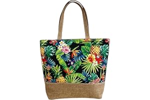 MTBRICEY Hawai Tropical Strand Tote Tasche für Frauen Sommer Leinwand mit Reißverschluss Großer Sporttasche Fashion Schulterhandtaschen Pool Fitnesstasche Einkaufstasche für Urlaubsferien Turnhalle Täglich