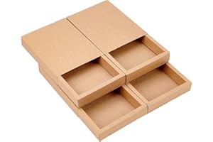 BENECREAT 10 Pack Caja de Cajón de Papel Kraft 20x15x3cm, Caja de Cartón Marrón para Joyería, Dulces, Cajas de Regalo Pequeñas para Envolver Regalos, Navidad, Boda, Favores de la Fiesta