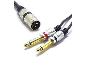 VITALCO Câble XLR Mâle vers Double Jack 6.35mm Mono 5m Audio Adaptateur Prise 3 Broches Connecteur XLR vers 2x Mâle Jack 6.35 TS Câble de Connexion Microphone Audio splitter Stereo Répartiteur