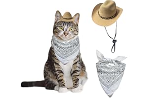 AWOCAN Cowboyhut für Hunde, Katzen, Cowboyhut, Mini-Cowboyhut für Hunde, Katzen, Cowboy-Kostüm mit Bandana, Schal, Urlaub, Halloween, Haustier-Party-Dekoration (Khaki, klein)