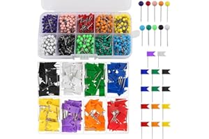 UPTVIN (660 juegos), 160 agujas de bandera, de colores, 500 unidades, para tarjetas, clavos de cabeza redonda, agujas de bandera, alfileres para tablón de anuncios, boletín y mapas para el hogar, la oficina