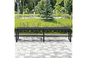 Mingone Gartenbank Holz Sitzbank Parkbank Wetterfest Bank Gartenmöbel für Balkon Terrasse Garten 180cm bis 250kg Belastbar Schwarz für 3