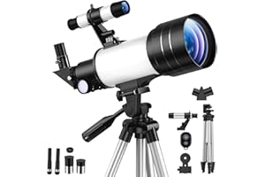 XYVOLVE Télescope Astronomique Réfracteur 70/300mm, FMC Haute Transmission, Grossissement 15-150X, Trépied Réglable, Support Téléphone & Télécommande Bluetooth, pour Débutants en Astronomie Adultes Enfants