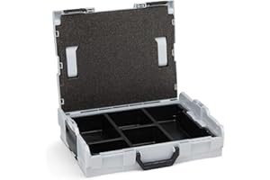 Mallette à outils vide L-BOXX 102 gris avec insert 5 compartiments | Boîte de rangement compartimentée professionnelle | Coffret de rangement modulable portable