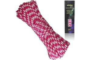 aufodara 100ft 550 Paracord 7 Strand Nylon Rope Parachute Cord Outdoor Camping Survival Lanyard Rope (Pink-White)