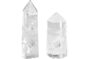 ‎GEHECRST GEHECRST 2 Stück Naturstein Bergkristall Hexagon Säule Super Qualität Edelstein Deko Kristallstein Reiki Meditation Therapie Steine (Groß+Mittel)