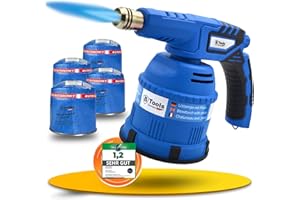 STAHLMANN MAGNUM ® Gasbrenner mit Kartusche– Küchenbrenner max. 1300°C Temperatur – Lötlampe – Bunsenbrenner Küche -Flambierbrenner (4x 190 G Kartuschen)