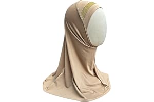 Yaqeen Girls instant headscarf hijab al Amira with glitter borde, readymade pull on scarf, ideal for any occassion school/nursery
