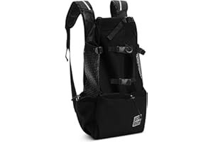 ALLSOPETS Mochila para Perros Ajustable y Portátil, Transportín para Mascotas de Tamaño Pequeño y Mediano para Paseo Senderismo Camping Viaje Escalada (Negro Carbón, L)