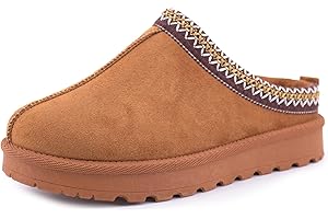 JOMIX Chaussons Femme Hiver d'Intérieur Pantoufles Mules Élégant pour Maison Sabots Chaude Antidérapants Confortables à Enfiler Effet Daim Doublure Douce Semelle Épaisse Confort Quotidien